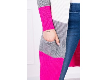 Barevný pruhovaný cardigan Francene neonově růžový/ecru