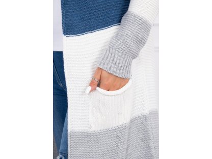 Barevný pruhovaný cardigan Francene šedý/džínově modrý