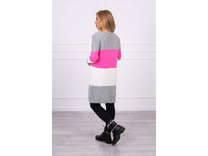 Barevný pruhovaný cardigan Francene šedý/růžový