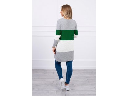 Barevný pruhovaný cardigan Francene šedý/zelený