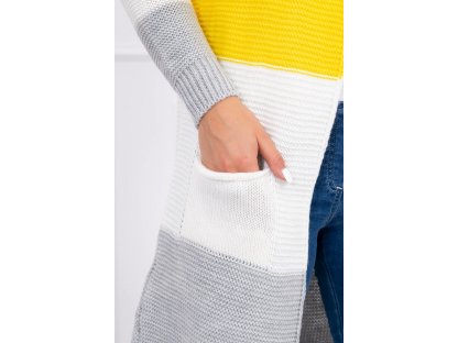 Barevný pruhovaný cardigan Francene šedý/žlutý