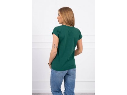 Basic tričko s výstřihem V Fawn tmavě zelené