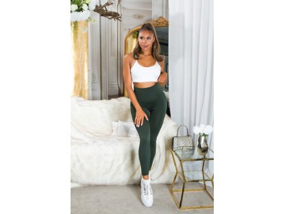 Bezešvé legíny s vysokým pasem Love khaki