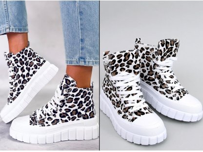 Boty na platformě s leopardím vzorem Nanette bílé