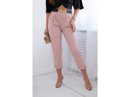 Capri kalhoty s páskem Kelsey pudrově růžové