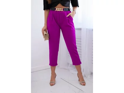 Capri kalhoty s páskem Kelsey tmavě fialové