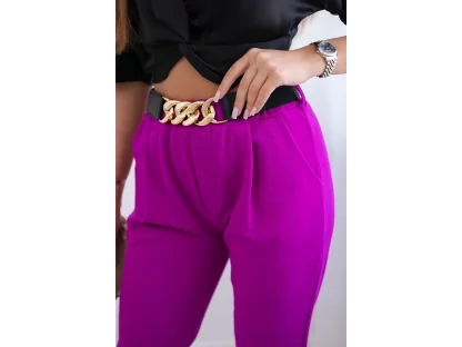 Capri kalhoty s páskem Kelsey tmavě fialové