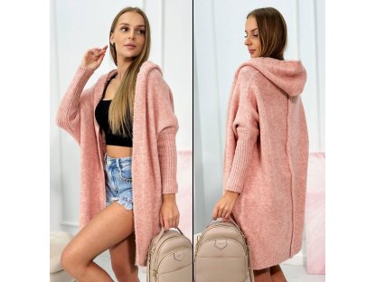 Cardigan s netopýřími rukávy Kenzie pudrově růžový