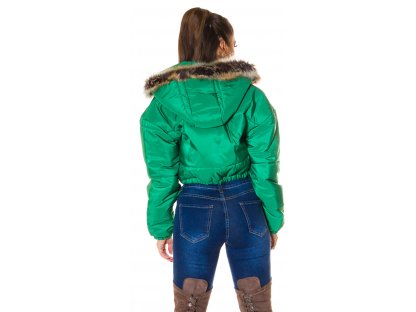 Crop zimní bunda s kapucí Hailee zelená