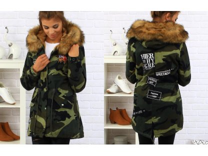 Dámská army parka s hnědou kožešinou Mariah