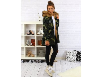 Dámská army parka s hnědou kožešinou Mariah