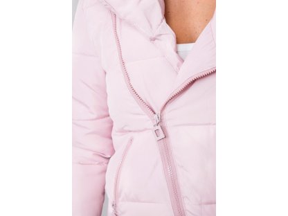 Dámská bunda s velkým límcem Jaylen pudrově růžová