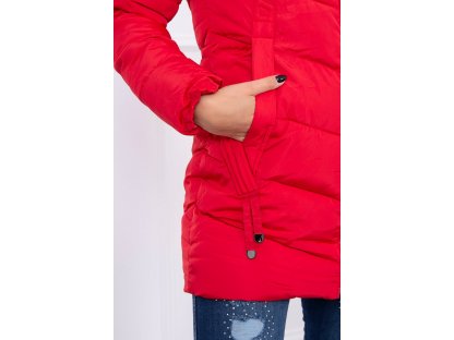 Dámská zimní dlouhá bunda s kožešinou Darlene červená