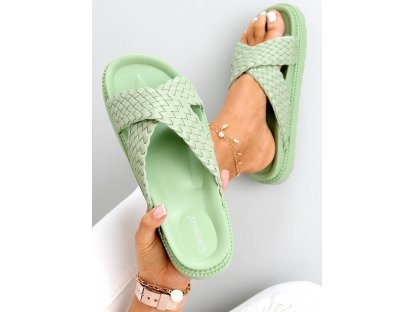 Dámské koženkové pantofle Cleo zelené