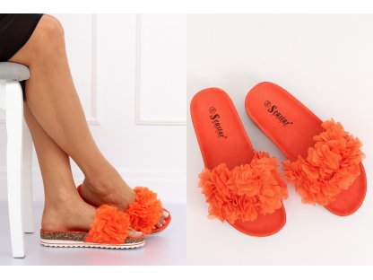 Dámské květované pantofle Allana oranžové