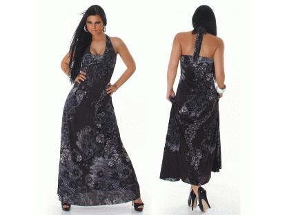 Dámské maxi šaty Jela London s květinovým vzorem Černé