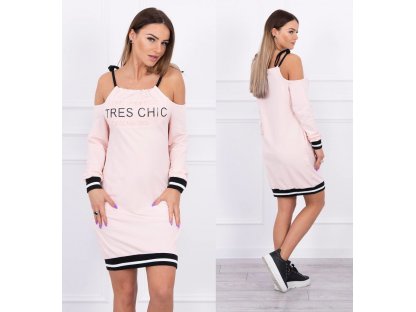 Dámské mikinové šaty TRES CHIC Skylar pudrově růžové