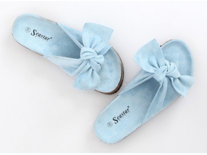 Dámské pantofle s mašlí Adele světle modré