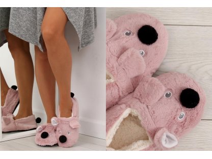 Dámské papuče medvídek Bailee růžové