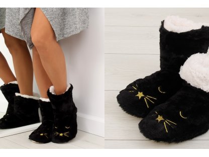 Dámské papuče s kočkou Basmath černé