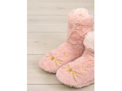 Dámské papuče s kočkou Basmath růžové