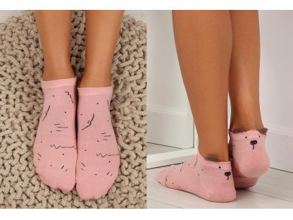 Dámské ponožky s obličejem a ušima Alannis růžové