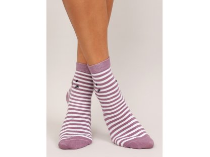 Dámské ponožky s proužky a sovou Jenae fialové
