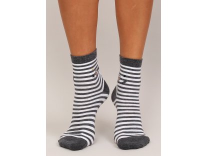 Dámské ponožky s proužky a sovou Jenae tmavě šedé
