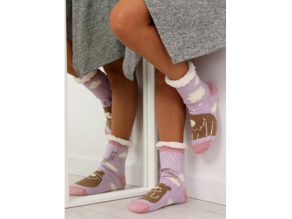 Dámské protiskluzové ponožky s beránkem Livvy fialové