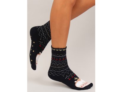 Dámské protiskluzové thermo ponožky s potiskem Cherette granátové