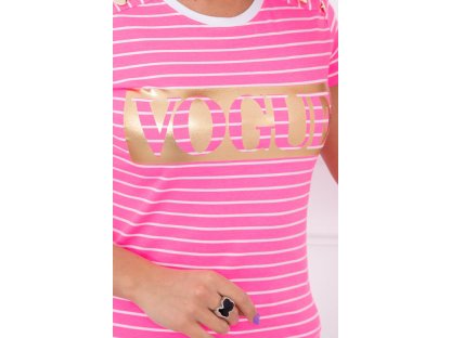 Dámské pruhované tričko VOGUE Faithe neonově růžové