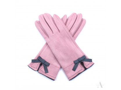 Dámské rukavice s mašličkou Brittani růžové