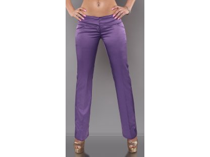 Dámské saténové kalhoty s kamínky Koucla fialové