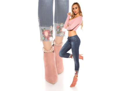 Dámské skinny džíny s květinovou výšivkou Koucla