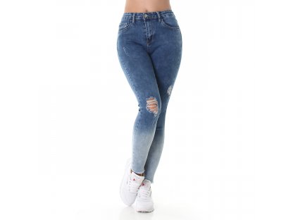 Dámské trhané džíny s vysokým pasem