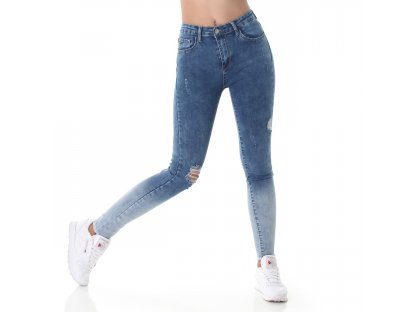 Dámské trhané džíny s vysokým pasem