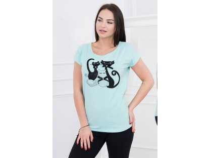 Dámské tričko s kočkami Marisela mint