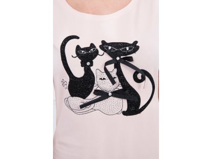 Dámské tričko s kočkami Marisela pudrově růžové