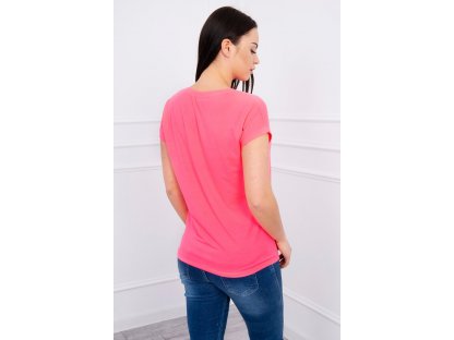 Dámské tričko se srdíčkem Rubina neonově růžové