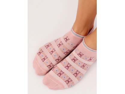 Dámské vzorované kotníkové ponožky Connie růžové
