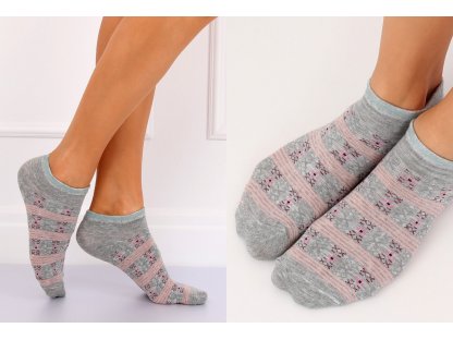 Dámské vzorované kotníkové ponožky Connie šedé