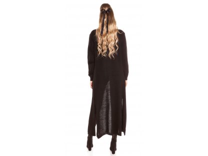 Dámský dlouhý pletený cardigan černý