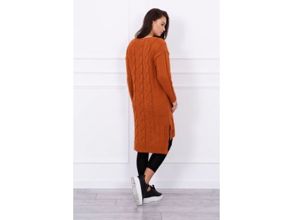 Dámský dlouhý pletený svetr Tanzy hnědý
