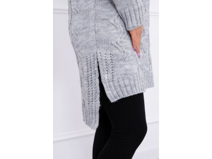 Dámský dlouhý pletený svetr Tanzy šedý