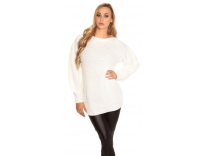 Dámský oversize dlouhý svetr Koucla bílý