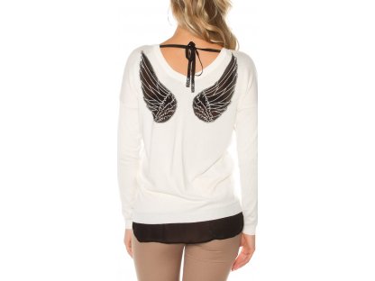 Dámský svetr s andělskými křídly KouCla bílý