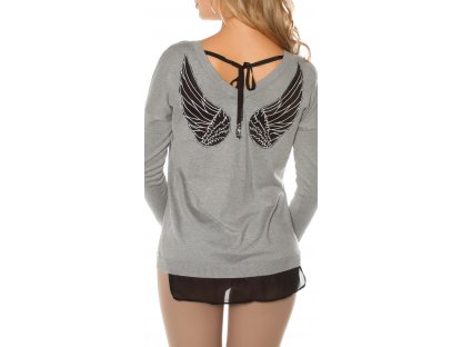 Dámský svetr s andělskými křídly KouCla šedý