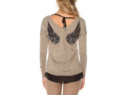 Dámský svetr s andělskými křídly KouCla tmavošedý