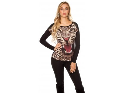 Dámský svetr s leopardem béžový