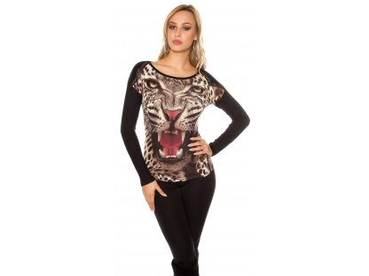 Dámský svetr s leopardem béžový